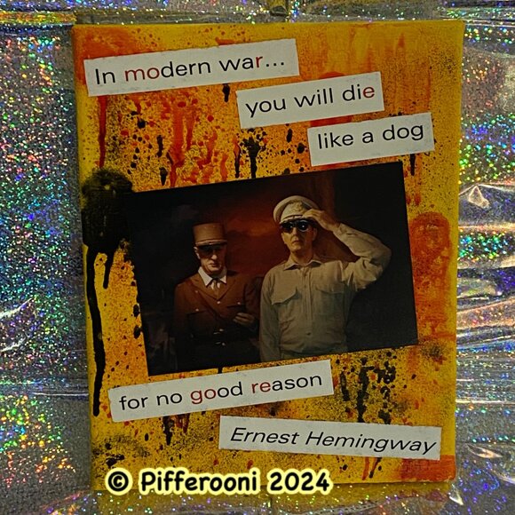 Original MODERN WAR Ernest Hemingway Poetry Painting - Picture 1 of 2